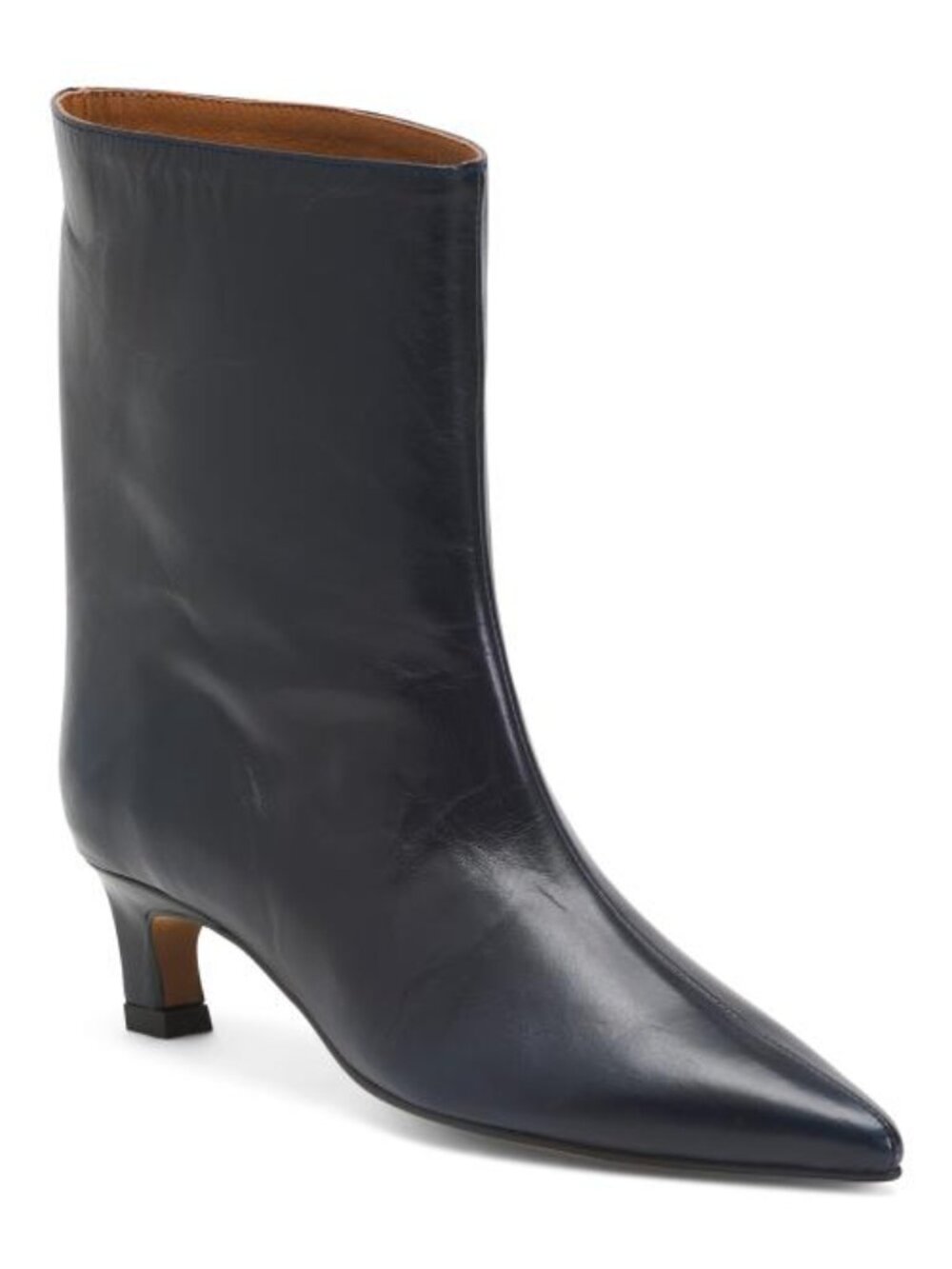 ANGEL ALARCON Made In Spain Leather Booties With Leather Wrapped Heel